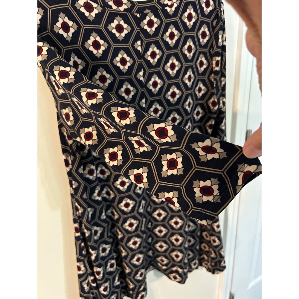 Buffalo Creek Womens Geometric Handkerchief Hem Tunic Navy 3/4 Sleeve size Med - Picture 5 of 9